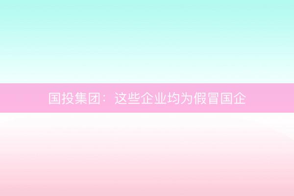 国投集团：这些企业均为假冒国企