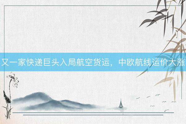又一家快递巨头入局航空货运，中欧航线运价大涨