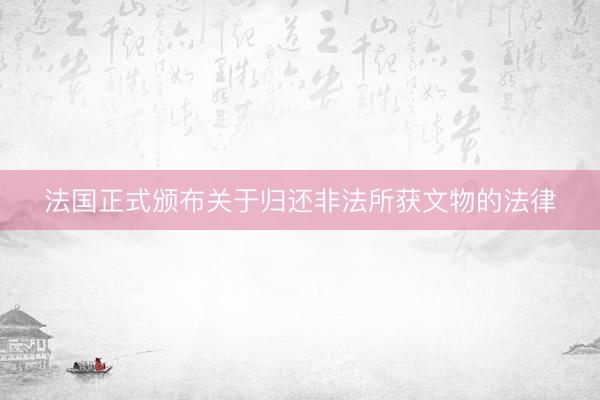 法国正式颁布关于归还非法所获文物的法律