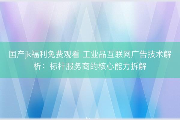 国产jk福利免费观看 工业品互联网广告技术解析：标杆服务商的核心能力拆解