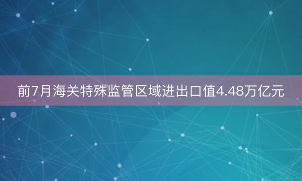 前7月海关特殊监管区域进出口值4.48万亿元