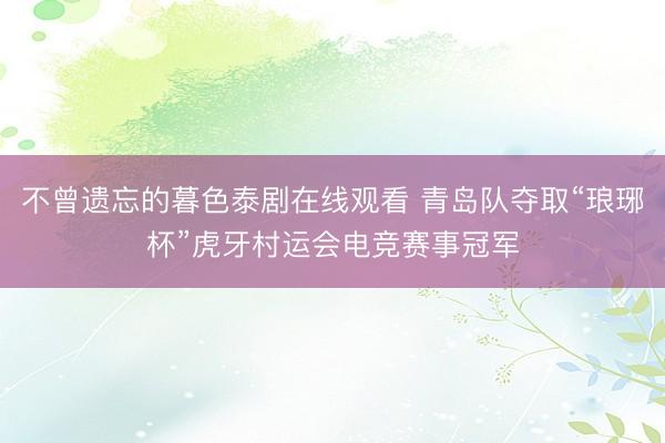 不曾遗忘的暮色泰剧在线观看 青岛队夺取“琅琊杯”虎牙村运会电竞赛事冠军
