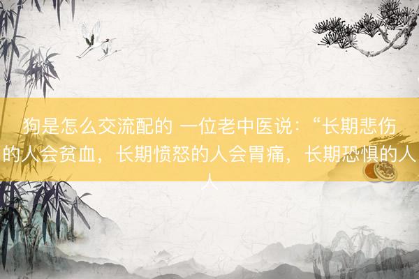 狗是怎么交流配的 一位老中医说：“长期悲伤的人会贫血，长期愤怒的人会胃痛，长期恐惧的人