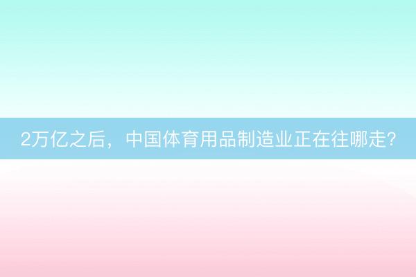 2万亿之后，中国体育用品制造业正在往哪走？