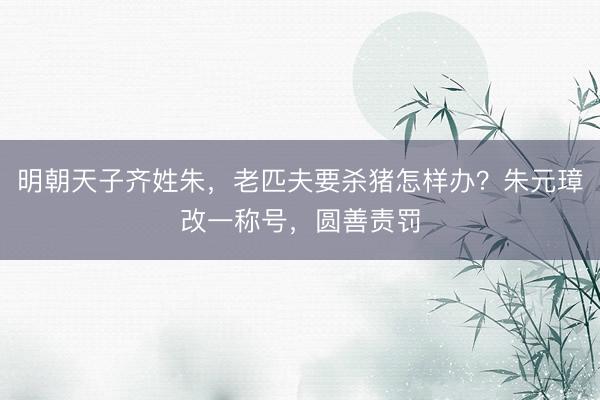 明朝天子齐姓朱，老匹夫要杀猪怎样办？朱元璋改一称号，圆善责罚