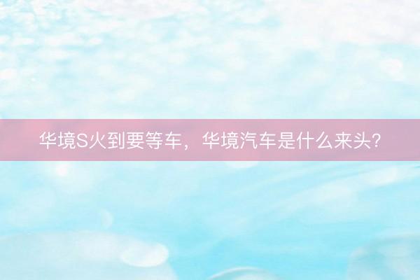 华境S火到要等车，华境汽车是什么来头？
