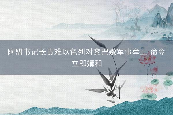 阿盟书记长责难以色列对黎巴嫩军事举止 命令立即媾和