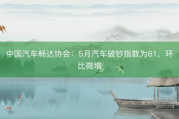 中国汽车畅达协会：5月汽车破钞指数为81，环比微增
